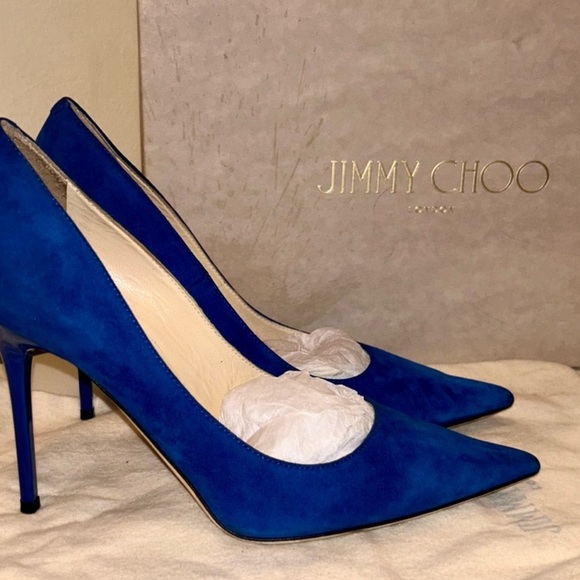 Jimmy Choo Navy Blue Pump Aegean Suede - Picture 9 of 10